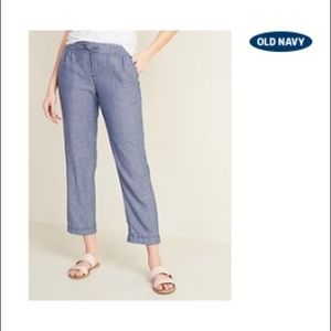 Old Navy linen chambray cropped pants size medium